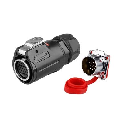 KETDDYEG LP-24 Signal Connector 24 core Multi-PIN Industrial Waterproof Aviation Plug Socket Multi-core Aviation Plug(Flange Reverse Installation)