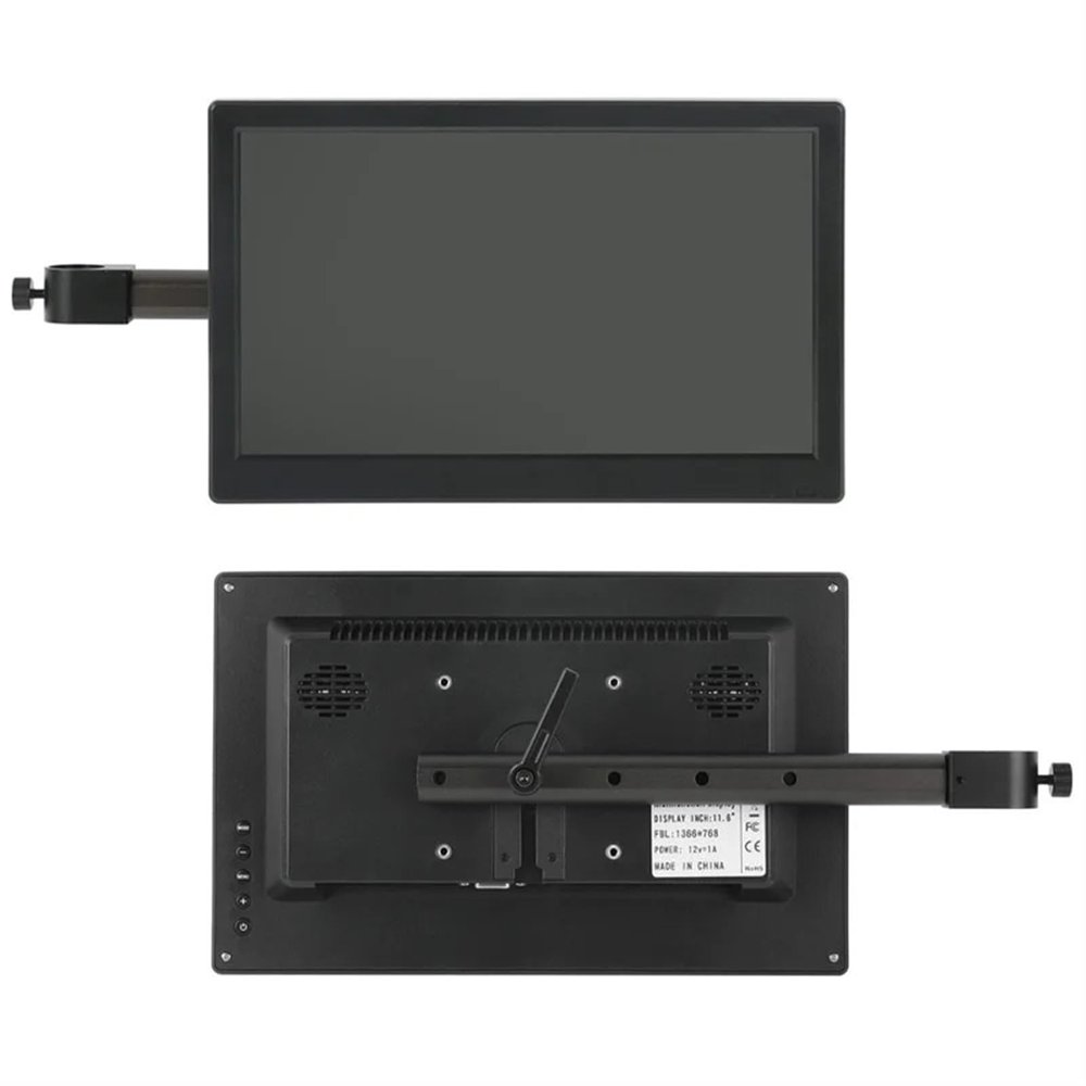 11.6" LCD IPS Displayer VGA HDMI Monitor 11.6 Inch Industrial + 33mm 25mm Microscope Stand Holder for Video Microscope Camera
