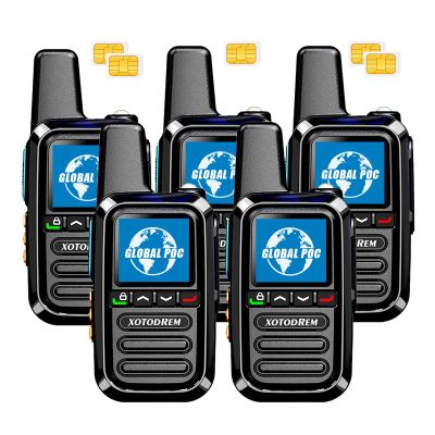 Global Lifetime Free Walkie Talkies Unlimited Range 4G LTE PoC(Push-to-Talk Over Cellular) Radios Nationwide PTT Two Way Radios Long Distance for Family, Logistics, Company 5pcs with sim Card