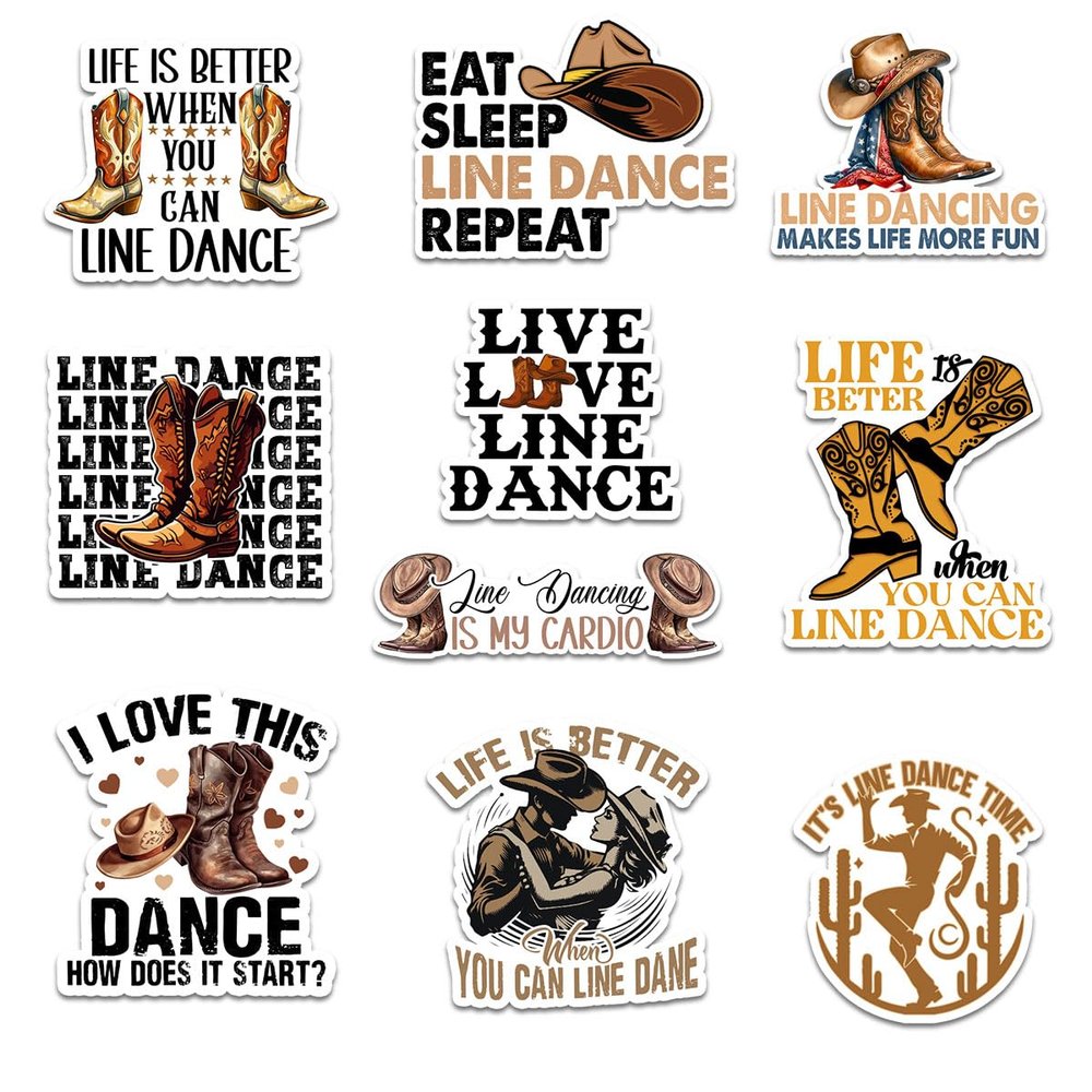 10 Pcs Line Dance Stickers Pack Gift for Parents, Siblings, Friends, Teammates, Students, Teachers, Dance Enthusiasts Ideal for Laptops, Water Bottles, Journals, Scrapbooking, Gear, Mugs 3