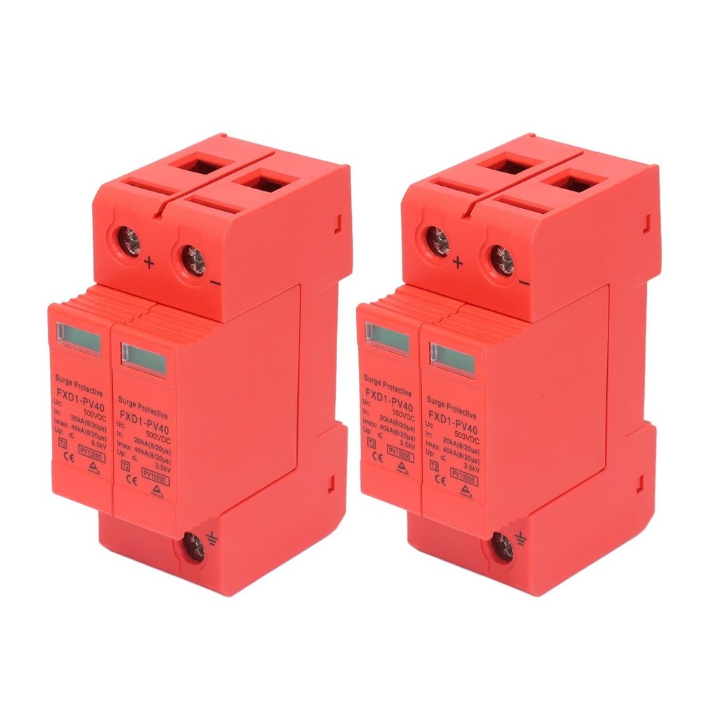 2Pcs SPD Protective Devices DC Photovoltaic Arrester Protector 2P 40KA FXD1-PV40 DC1000V/750V/500V(DC 1000V)