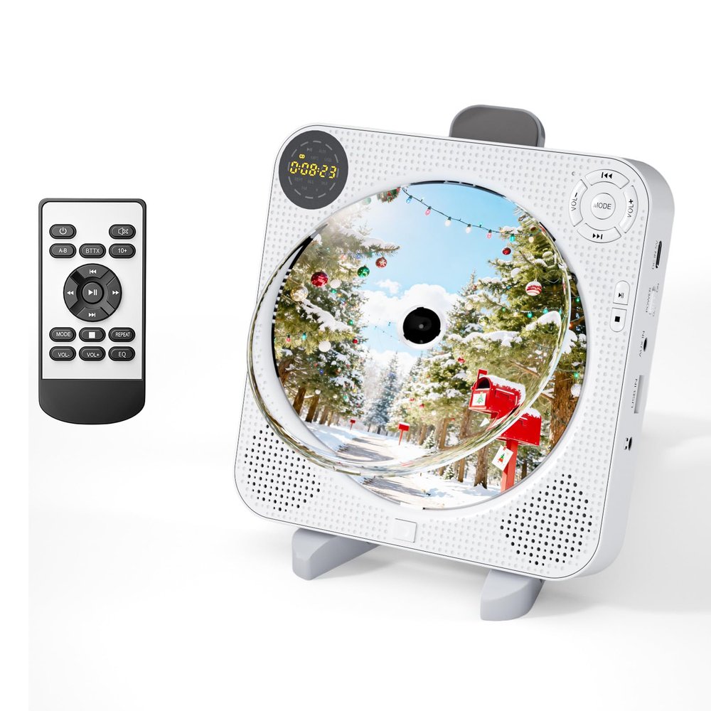 CD Player for Home, CD Player Portable with Speakers, Bluetooth CD Music Player with Remote Control, Dust Cover, Support FM Radio, AUX in Cable&USB,Repeat
