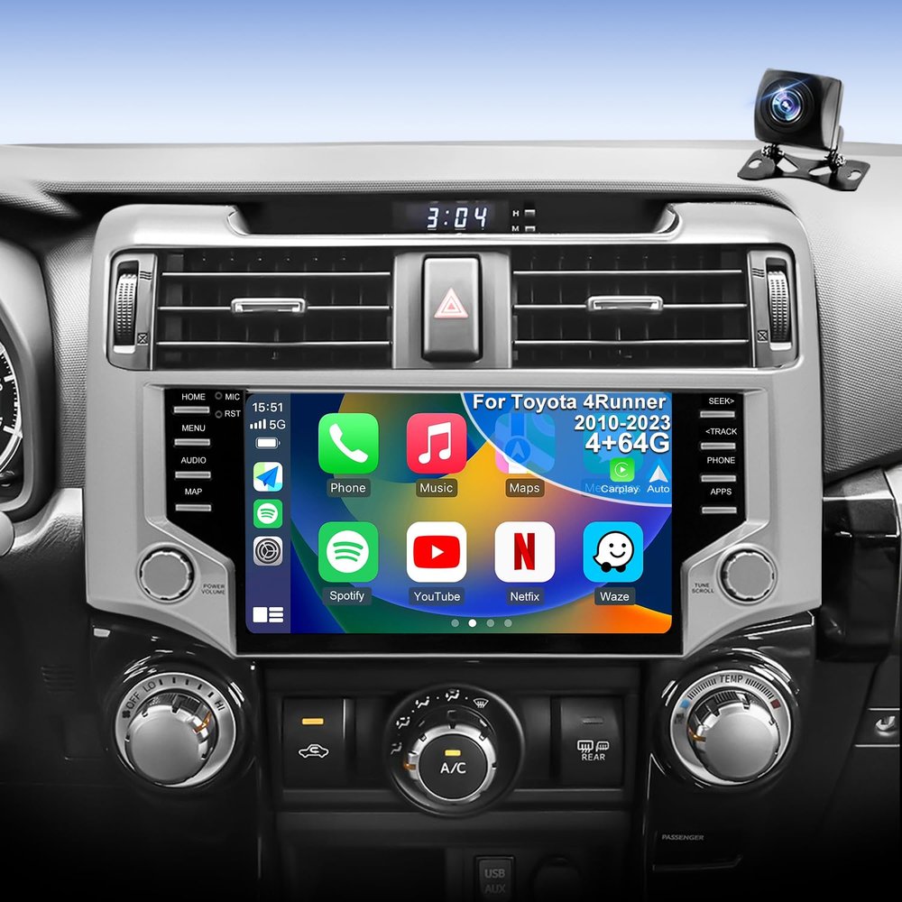 4G+64G Upgrade Android Radio for Toyota 4Runner 2010-2024, Head Unit Car Audio 9inch Touch Screen Replacement Stereo Wireless Carplay Android Auto Bluetooth 5GWiFi GPS Navigation FM DSP Backup Camera