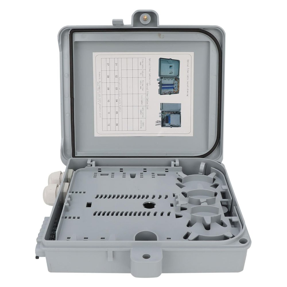 Fiber Optical Terminal Box 12 Core FTTH Optical Fiber Distribution Enclosure IP65 Wall Mount Indoor Outdoor PC ABS