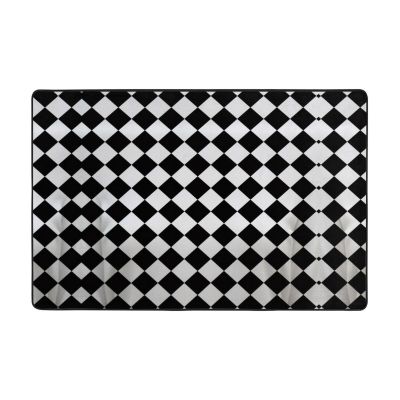 Black and White Checkered Print Carpet 72x48in Bedroom Rug Non-Slip Area Rugs for Living Room