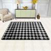 Black and White Checkered Print Carpet 72x48in Bedroom Rug Non-Slip Area Rugs for Living Room view 2