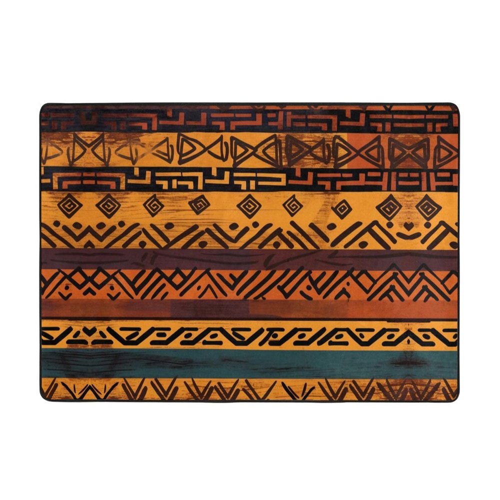 African Mud Cloth Tribal Print Carpet 80x58in Bedroom Rug Non-Slip Area Rugs for Living Room