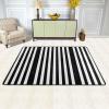Black and-White Stripes Print Carpet 72x48in Bedroom Rug Non-Slip Area Rugs for Living Room view 2