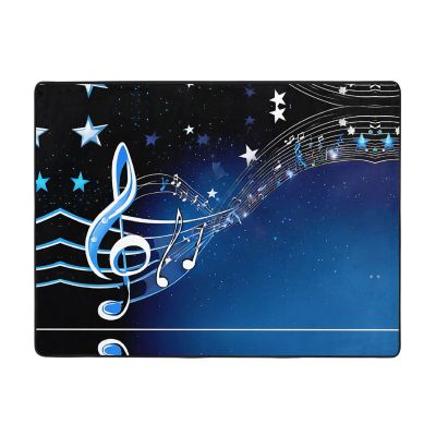Blue Music Print Carpet 63x48in Bedroom Rug Non-Slip Area Rugs for Living Room