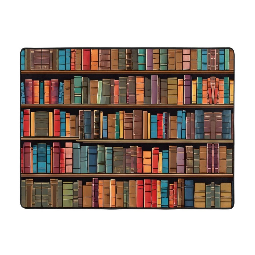 Library Bookshelf Print Carpet 63x48in Bedroom Rug Non-Slip Area Rugs for Living Room