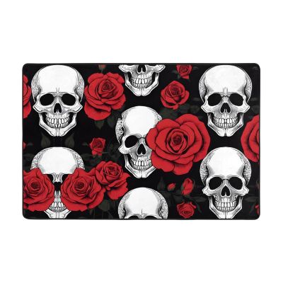 Halloween Skull Print Carpet 72x48in Bedroom Rug Non-Slip Area Rugs for Living Room