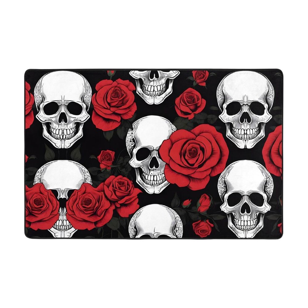 Halloween Skull Print Carpet 72x48in Bedroom Rug Non-Slip Area Rugs for Living Room