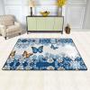 Blue Butterflies White Flowers Print Carpet 72x48in Bedroom Rug Non-Slip Area Rugs for Living Room view 2