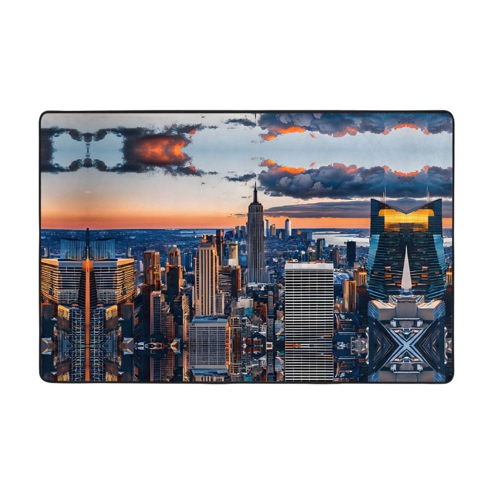 New York City Print Carpet 72x48in Bedroom Rug Non-Slip Area Rugs for Living Room