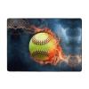 Orange Softball Baseball On Fire and Water Print Carpet 80x58in Bedroom Rug Non-Slip Area Rugs for Living Room view 1