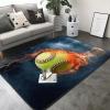 Orange Softball Baseball On Fire and Water Print Carpet 80x58in Bedroom Rug Non-Slip Area Rugs for Living Room view 2