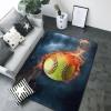 Orange Softball Baseball On Fire and Water Print Carpet 80x58in Bedroom Rug Non-Slip Area Rugs for Living Room view 3