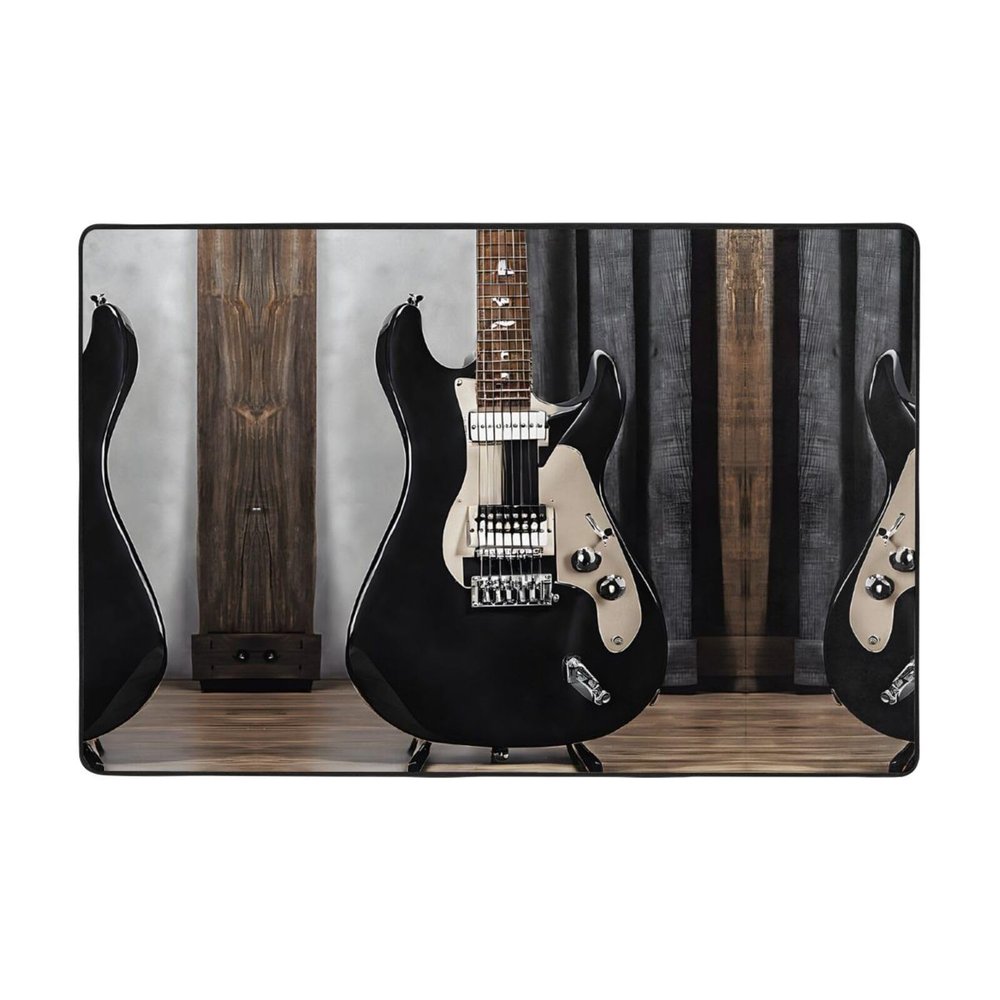 Musical Guitar Print Carpet 72x48in Bedroom Rug Non-Slip Area Rugs for Living Room
