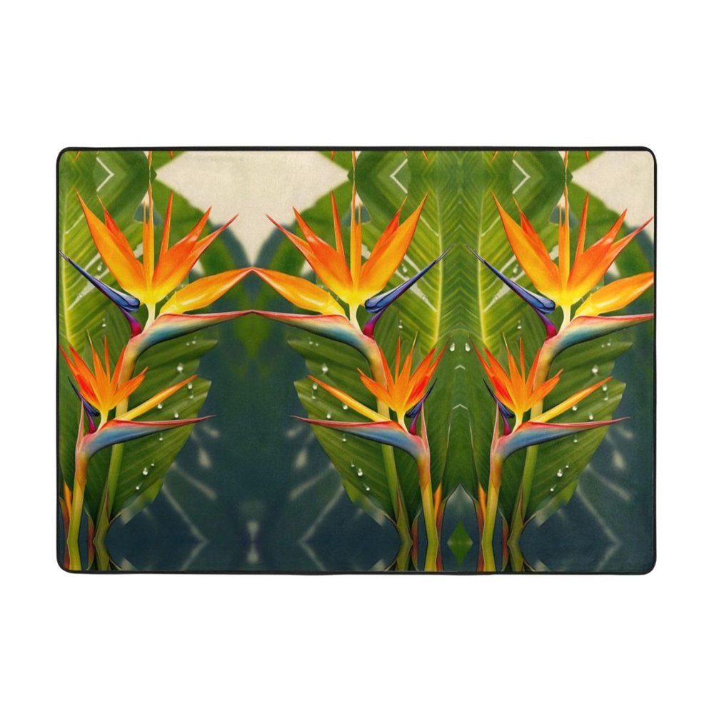 Tropical Bird of Paradise Print Carpet 80x58in Bedroom Rug Non-Slip Area Rugs for Living Room