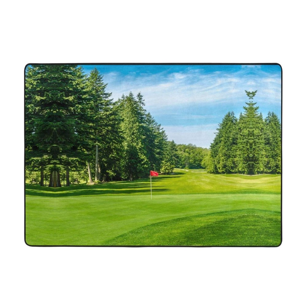 Golf Course Lawn Print Carpet 80x58in Bedroom Rug Non-Slip Area Rugs for Living Room
