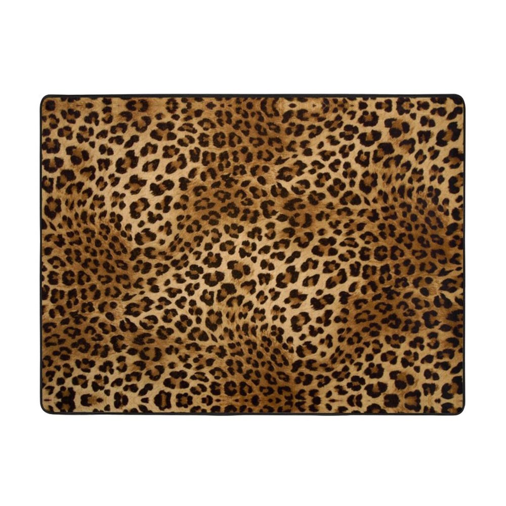 Cute Leopard Print Carpet 63x48in Bedroom Rug Non-Slip Area Rugs for Living Room