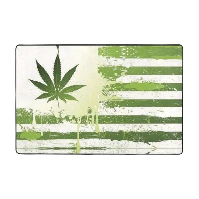 Grass Pot Leaf Print Carpet 72x48in Bedroom Rug Non-Slip Area Rugs for Living Room