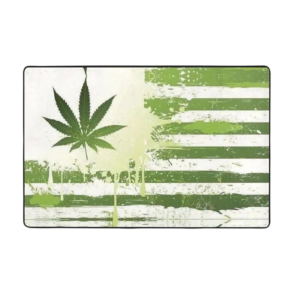 Grass Pot Leaf Print Carpet 72x48in Bedroom Rug Non-Slip Area Rugs for Living Room