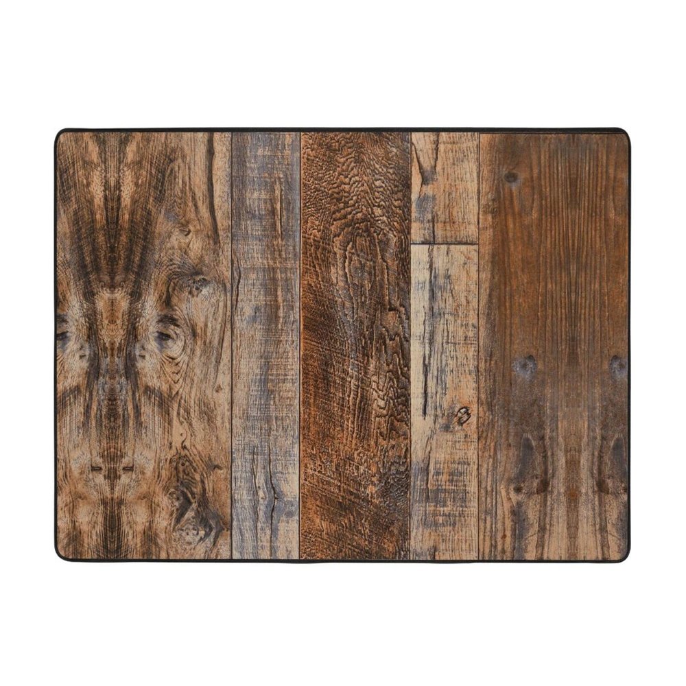 Brown Wood Print Carpet 63x48in Bedroom Rug Non-Slip Area Rugs for Living Room