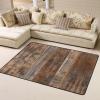 Brown Wood Print Carpet 63x48in Bedroom Rug Non-Slip Area Rugs for Living Room view 2