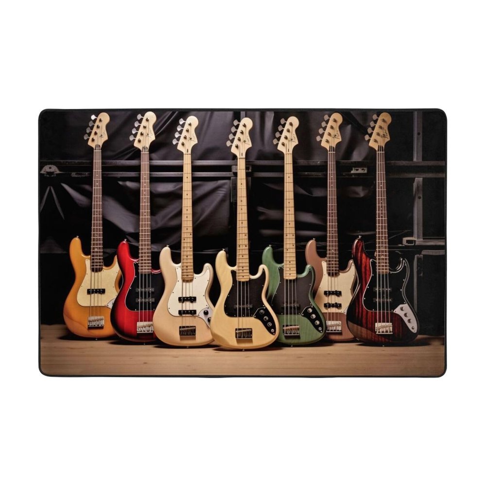 Guitar Bass Music Musical Instruments Print Carpet 72x48in Bedroom Rug Non-Slip Area Rugs for Living Room
