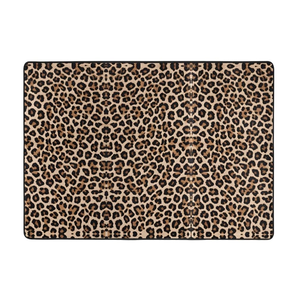 Leopard Patterned Wallpaper Print Carpet 80x58in Bedroom Rug Non-Slip Area Rugs for Living Room