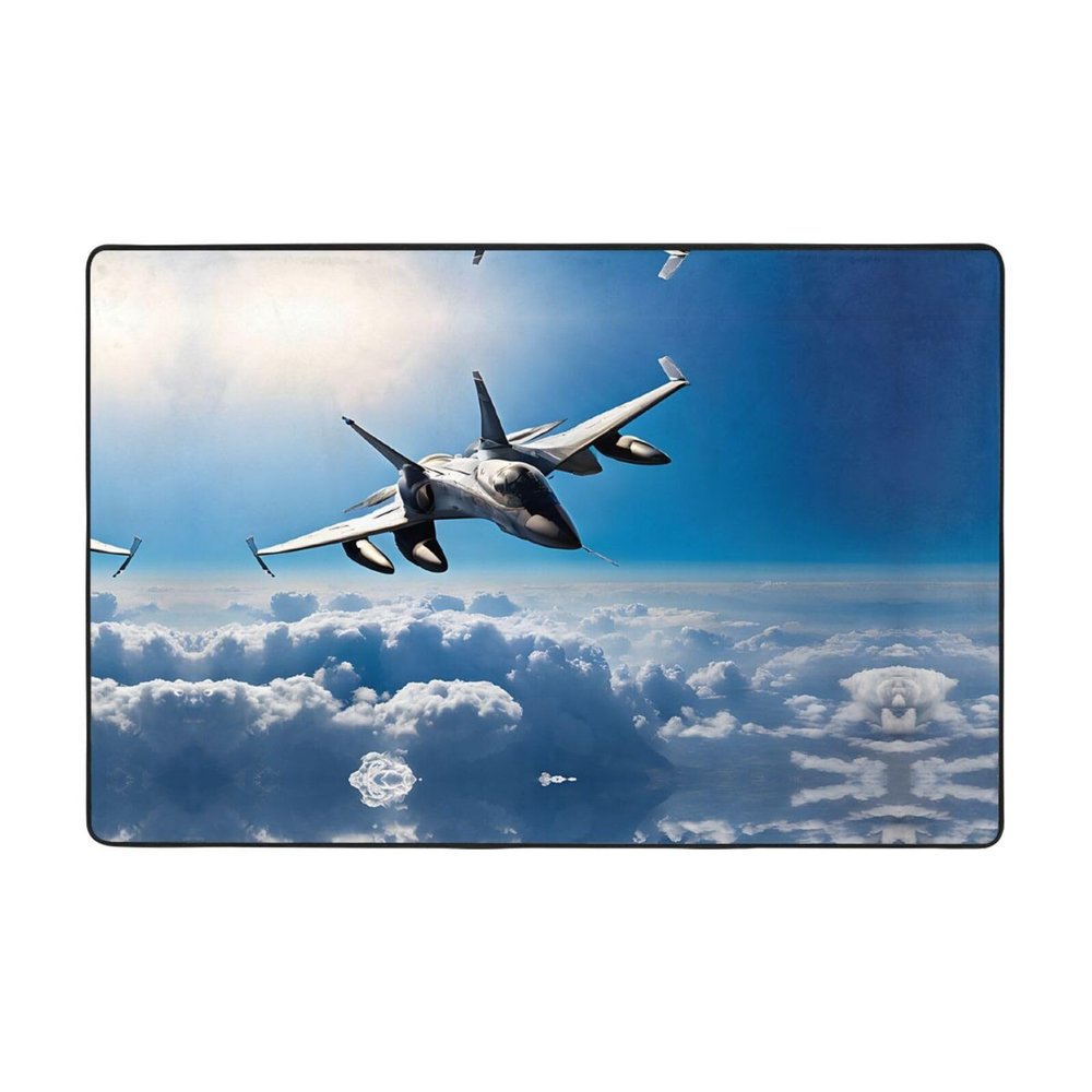 Aircraft Fighter Jets Print Carpet 72x48in Bedroom Rug Non-Slip Area Rugs for Living Room