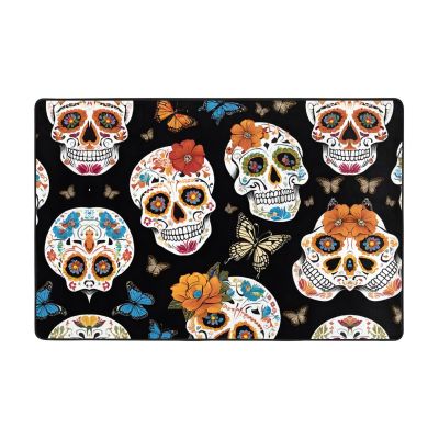 Sugar Skulls Print Carpet 72x48in Bedroom Rug Non-Slip Area Rugs for Living Room