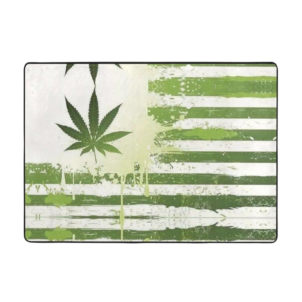 Grass Pot Leaf Print Carpet 80x58in Bedroom Rug Non-Slip Area Rugs for Living Room