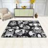 Black Skull Print Carpet 72x48in Bedroom Rug Non-Slip Area Rugs for Living Room view 2