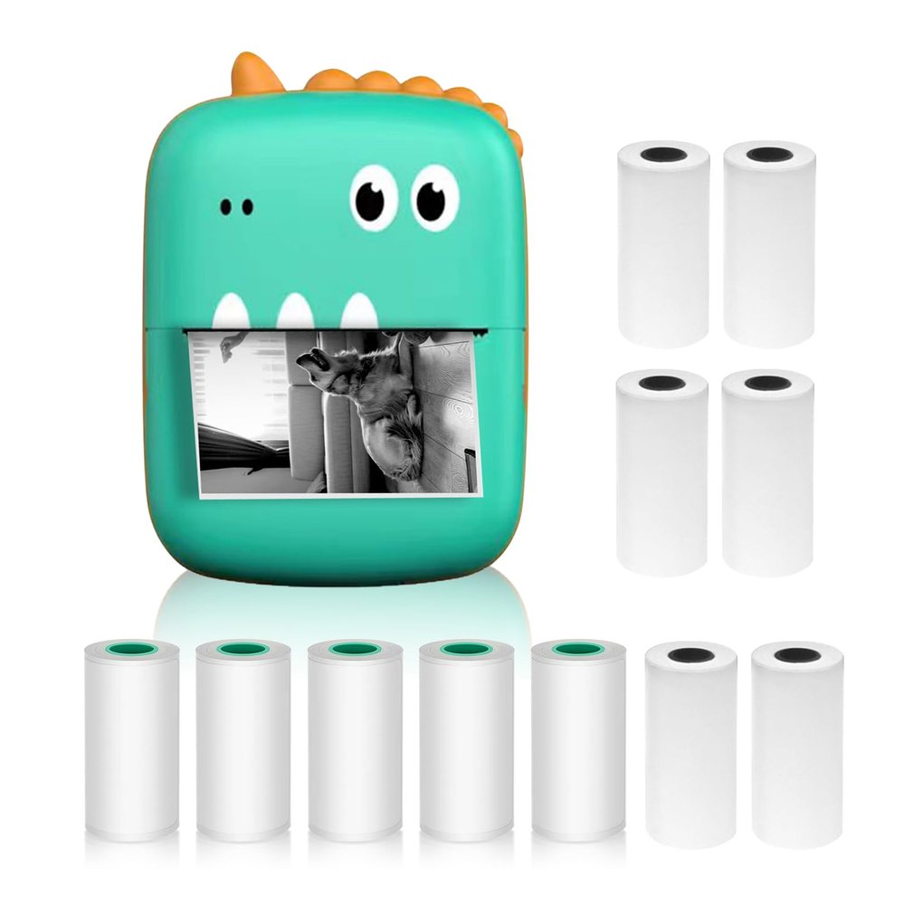 Ymiko Mini Thermal Printer Portable Sticker Maker Photo Printing for iOS Students Professionals Green (6)