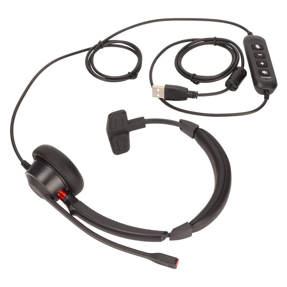 EIMSOAH Call Center Headset, USB Business Headset with HD Microphone and ENC Active Noise Cancellation, Single Ear Headphone for Office Teleconferencing Customer Service