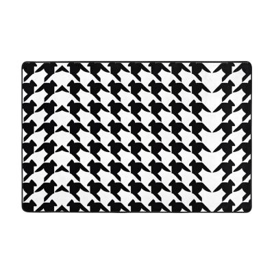 Houndstooth Black Print Carpet 72x48in Bedroom Rug Non-Slip Area Rugs for Living Room