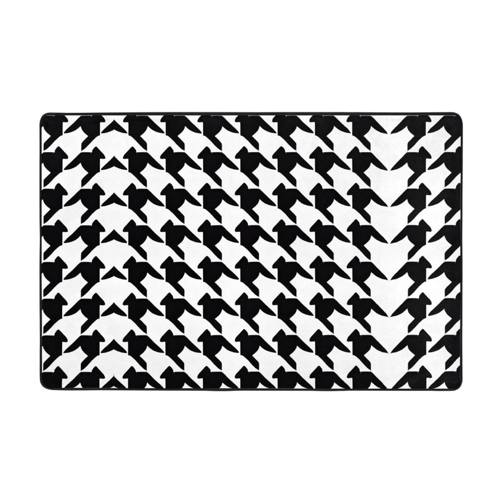 Houndstooth Black Print Carpet 72x48in Bedroom Rug Non-Slip Area Rugs for Living Room