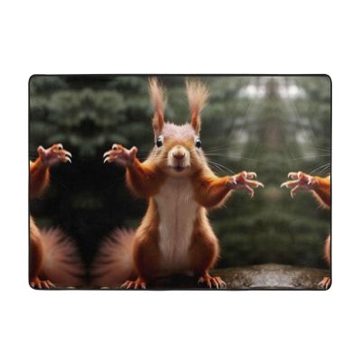 Squirrel Funny Animal Print Carpet 80x58in Bedroom Rug Non-Slip Area Rugs for Living Room