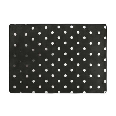 Black and White Polka Dot Print Carpet 80x58in Bedroom Rug Non-Slip Area Rugs for Living Room