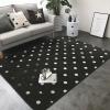 Black and White Polka Dot Print Carpet 80x58in Bedroom Rug Non-Slip Area Rugs for Living Room view 2