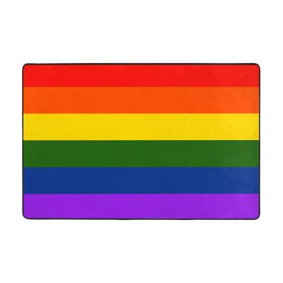 Rainbow Flag Print Carpet 72x48in Bedroom Rug Non-Slip Area Rugs for Living Room