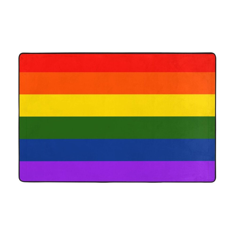 Rainbow Flag Print Carpet 72x48in Bedroom Rug Non-Slip Area Rugs for Living Room