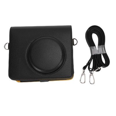 CHICIRIS PU Leather Camera Bag Adjustable Shoulder Strap Protective Case for 2 in 1 Camera and Photo Printer Black Fits Travel Photography Events