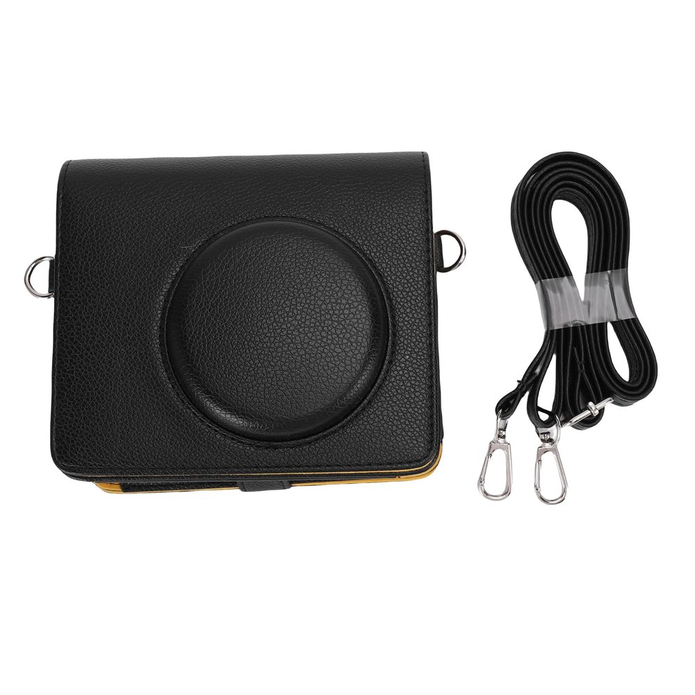 CHICIRIS PU Leather Camera Bag Adjustable Shoulder Strap Protective Case for 2 in 1 Camera and Photo Printer Black Fits Travel Photography Events