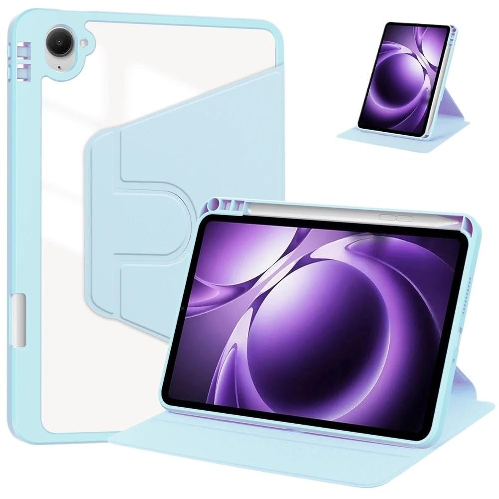 360 Rotation Cover Suitable for Xiaomi Pad 7S Pro 12.5inch 2025 with Pen Holder Hard Clear Acrylic Stand Case(Sky Blue)