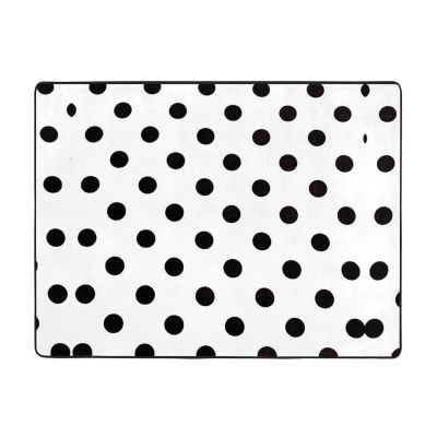 Polka Dot Print Carpet 63x48in Bedroom Rug Non-Slip Area Rugs for Living Room