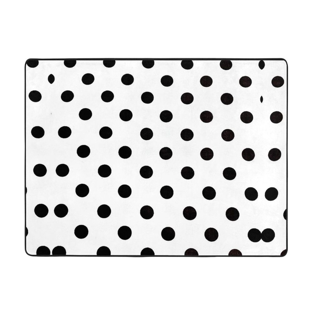 Polka Dot Print Carpet 63x48in Bedroom Rug Non-Slip Area Rugs for Living Room