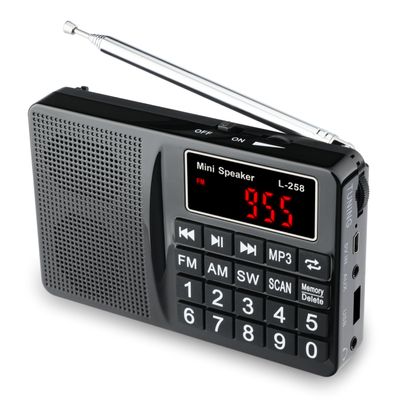 Portable AM FM Shortwave Radio, Rechargeable MP3 Player, Digital Tuning